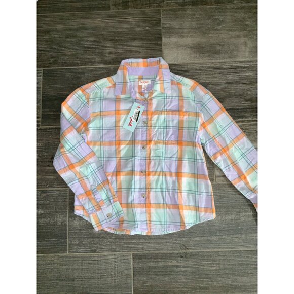 Cat & Jack Girls Plaid Button-Up Shirt Size 10-12 Lg - Picture 2 of 4